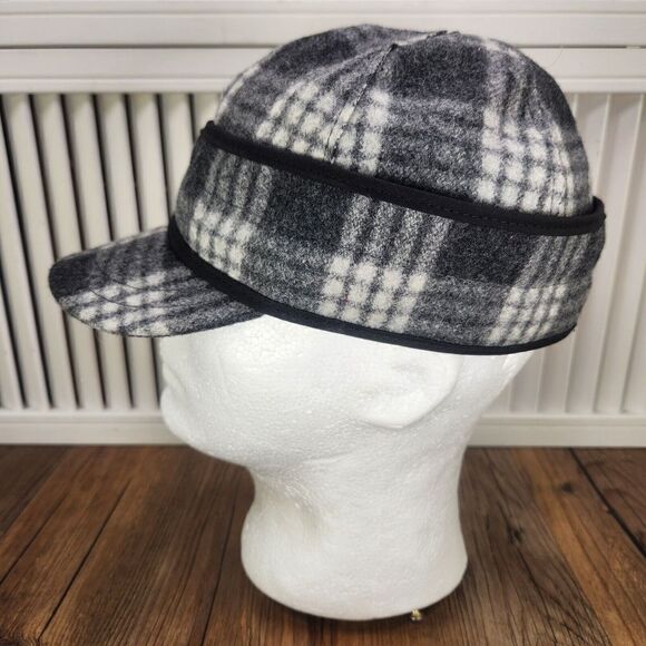 VTG Stormy Kromer Wool Hat Cap Fitted 6 7/8 Gray Plaid Made in USA Mens Outdoors - Picture 5 of 11